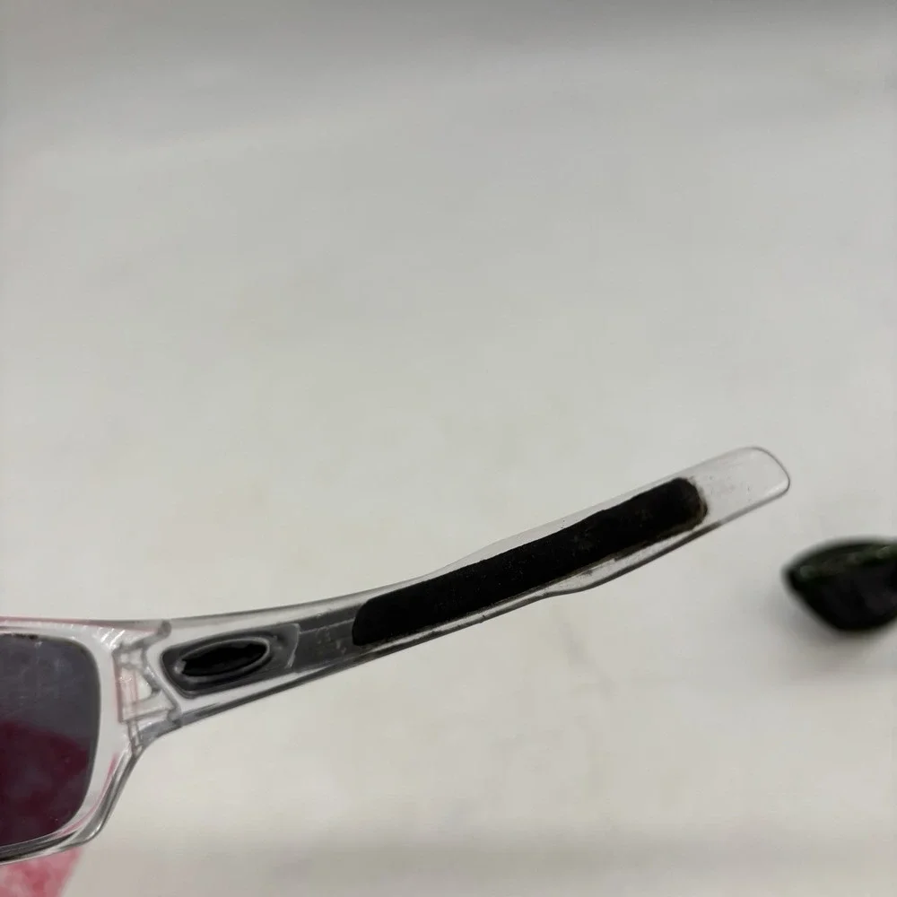 Oakley Turbine Rotor Clear Sunglasses Broken Hinge And Missing Nose Pads